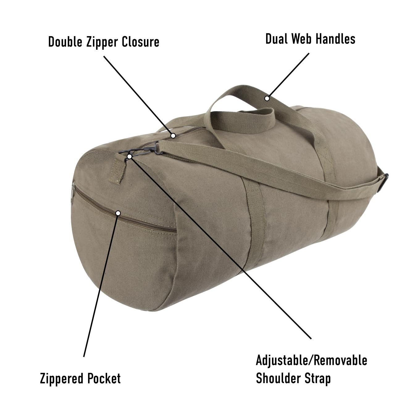 Heavyweight Black Giant Zipper Duffle Bag (X-Large) - Image 3