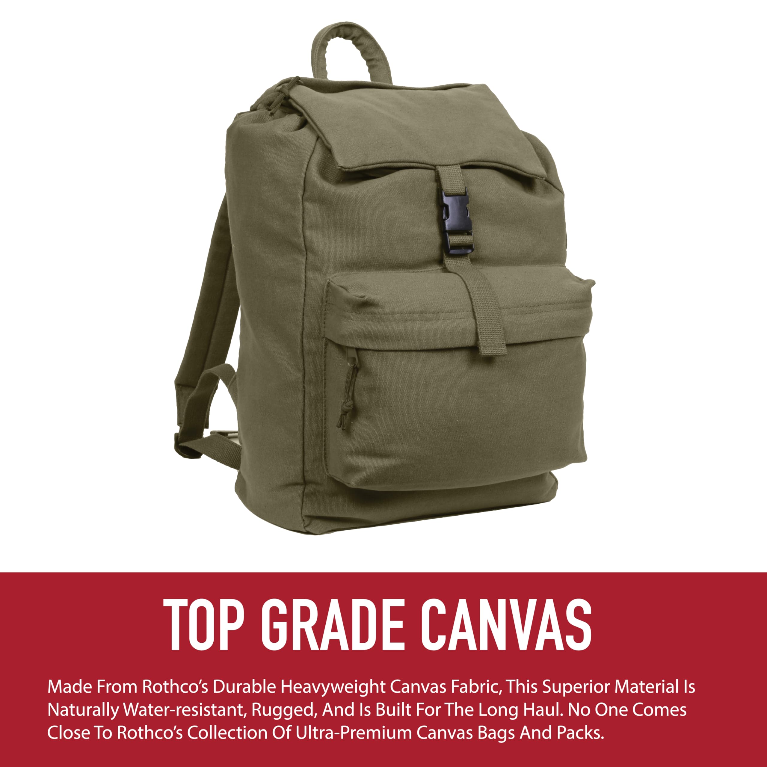 Rothco Canvas Daypack – Heavy-Duty Cotton Canvas Backpack for Hiking, Camping, Traveling, and Daily Use – 34L Capacity - Image 5