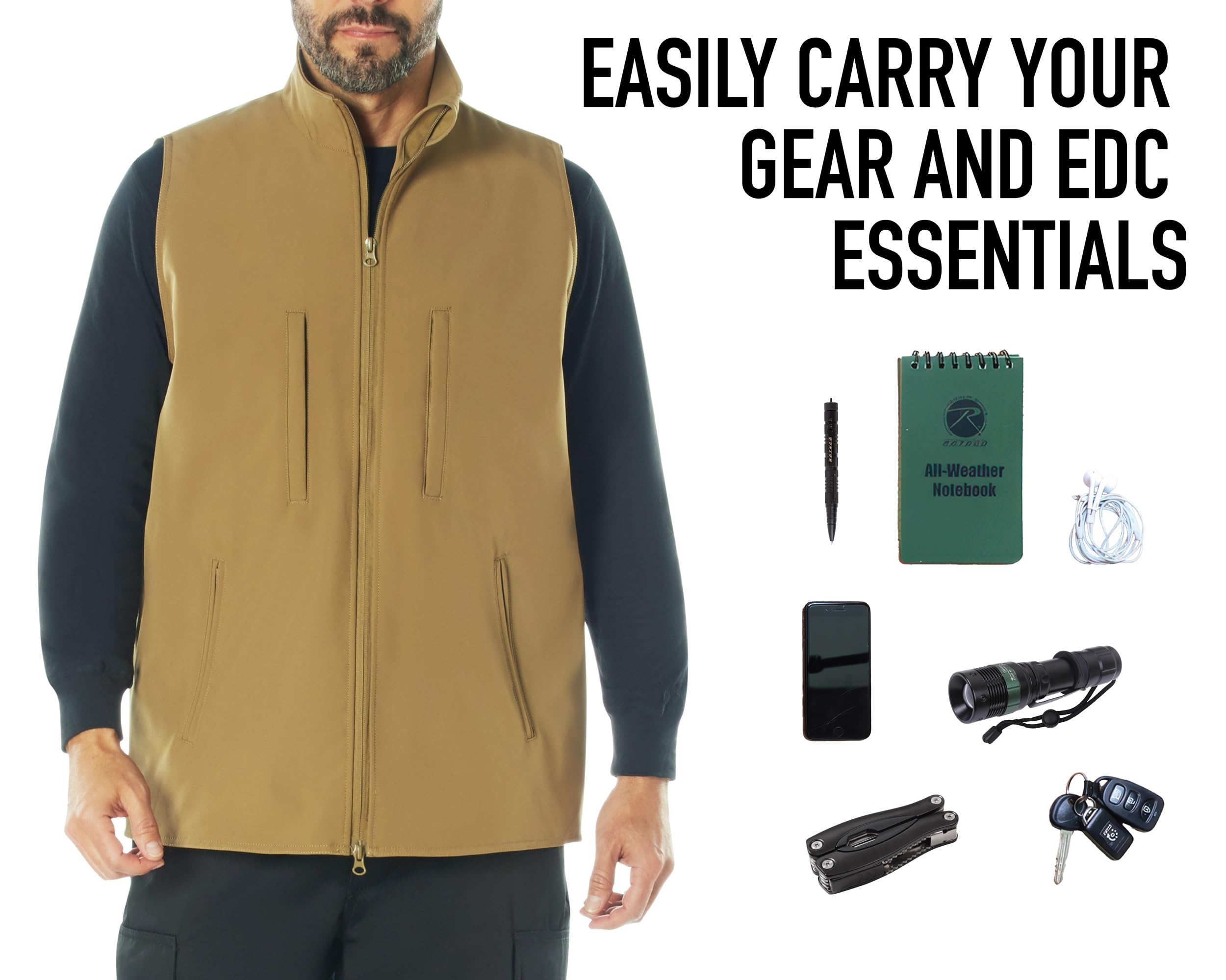 Rothco Conceal-Ops V2 Soft Shell Vest – Discrete Carry Tactical Sleeveless Jacket - Image 7