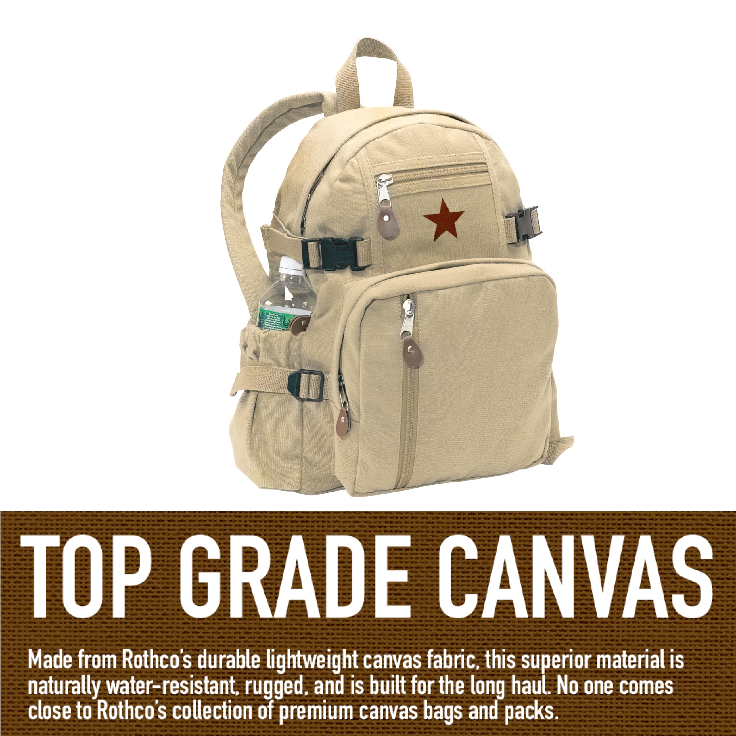 Rothco Vintage Canvas Compact Backpack – Rugged Everyday Carry Travel Storage Bag, Black - Image 5