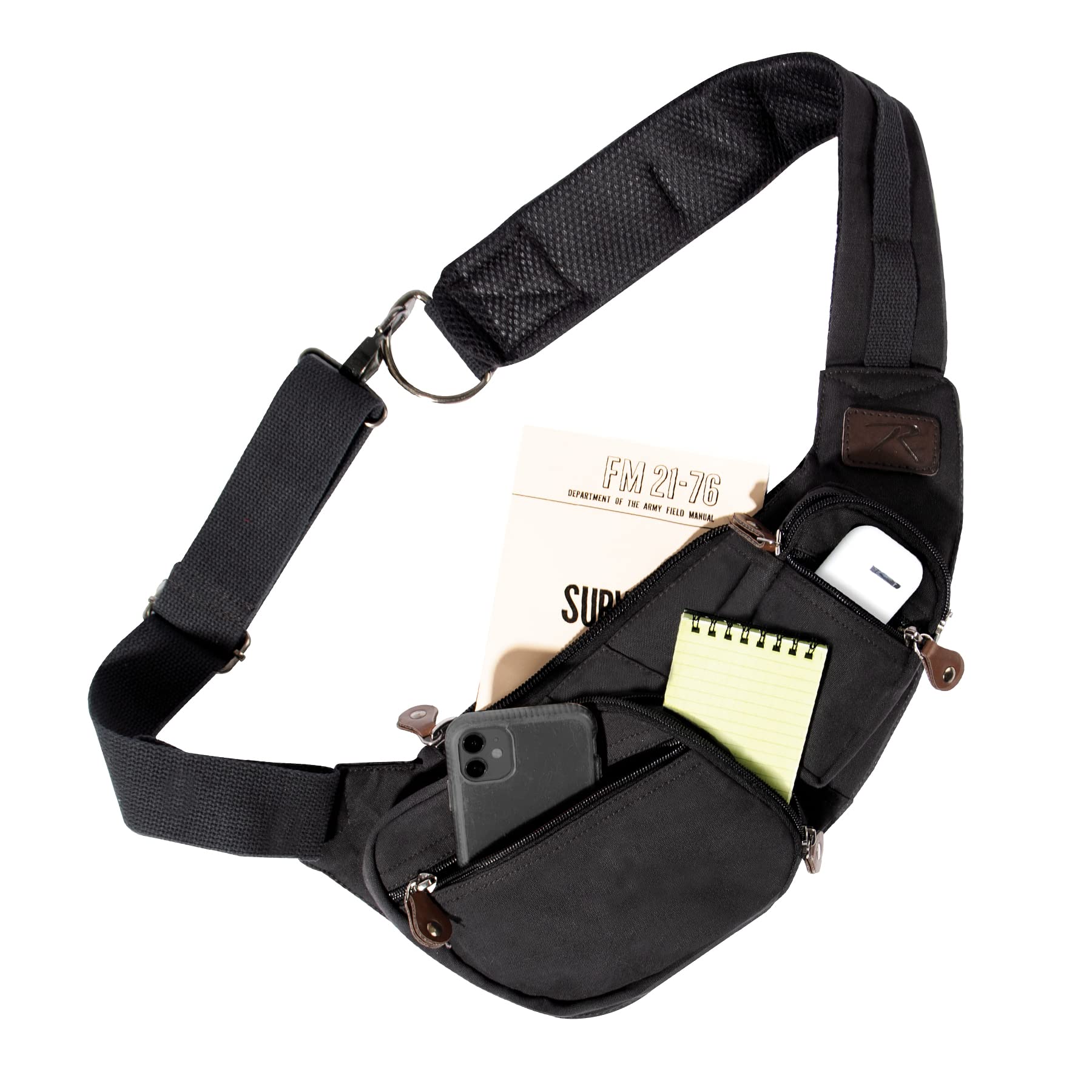 Rothco Vintage Canvas Crossbody Sling Bag – Compact Travel Shoulder Backpack 2L Storage - Image 5